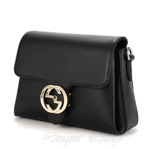 NEW GUCCI Interlocking GG Black Leather Small Crossbody Shoulder Chain Bag $2190 - Picture 2 of 15